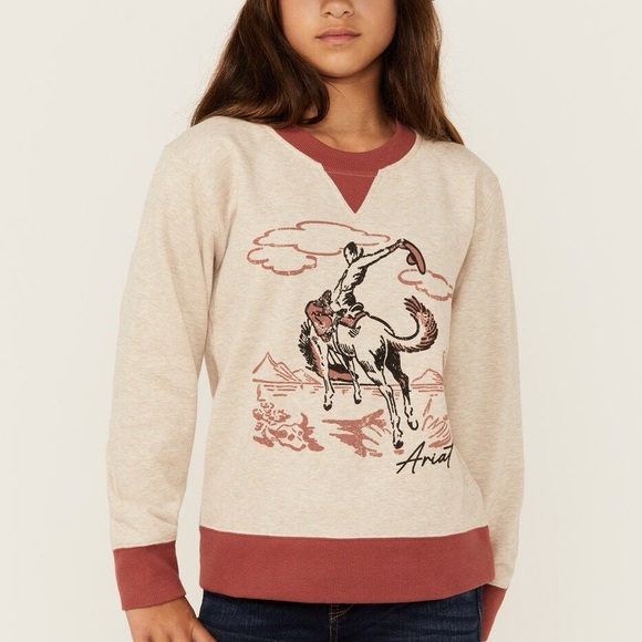 Other - Ariat Girls Western Cowgirl Sweatshirt Rodeo Horse Graphic Youth Small 8